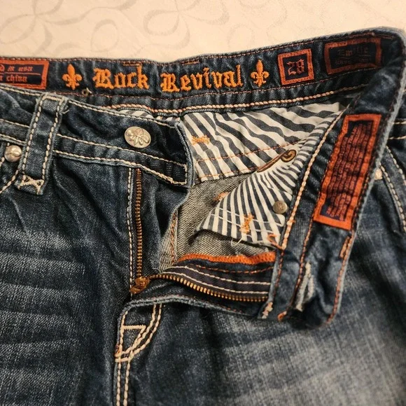 Rock Revival Emilie Easy Shorts 28 Y2K Western Cowgirl Embroidered Denim Glam - Picture 8 of 16